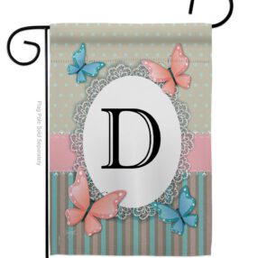 Butterflies D Initial - Bugs & Frogs Garden Friends Vertical Impressions Decorative Flags HG130134 Made In USA