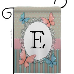 Butterflies E Initial - Bugs & Frogs Garden Friends Vertical Impressions Decorative Flags HG130135 Made In USA