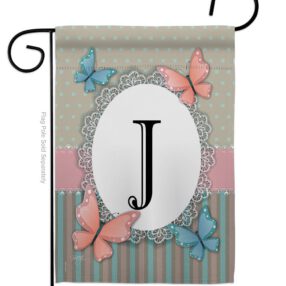 Butterflies J Initial - Bugs & Frogs Garden Friends Vertical Impressions Decorative Flags HG130140 Made In USA