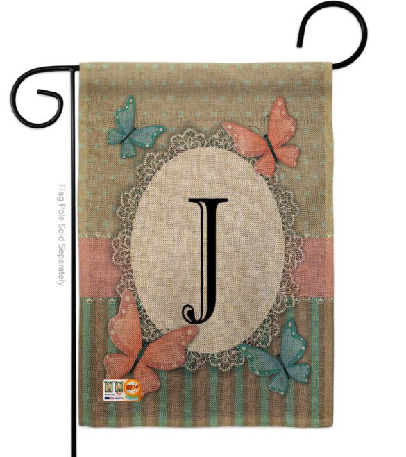 Butterflies J Initial - Bugs & Frogs Garden Friends Vertical Impressions Decorative Flags HG130140 Made In USA - Image 8