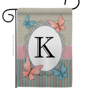 Butterflies K Initial - Bugs & Frogs Garden Friends Vertical Impressions Decorative Flags HG130141 Made In USA