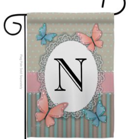 Butterflies N Initial - Bugs & Frogs Garden Friends Vertical Impressions Decorative Flags HG130144 Made In USA