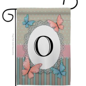 Butterflies O Initial - Bugs & Frogs Garden Friends Vertical Impressions Decorative Flags HG130145 Made In USA