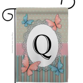 Butterflies Q Initial - Bugs & Frogs Garden Friends Vertical Impressions Decorative Flags HG130147 Made In USA