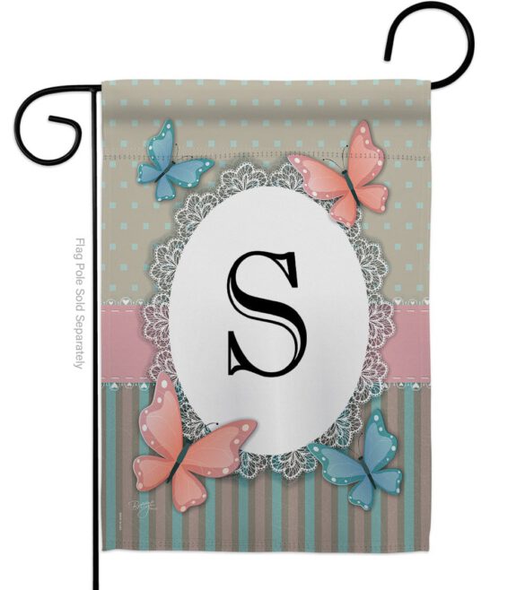 Butterflies S Initial - Bugs & Frogs Garden Friends Vertical Impressions Decorative Flags HG130149 Made In USA