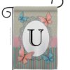 Butterflies U Initial - Bugs & Frogs Garden Friends Vertical Impressions Decorative Flags HG130151 Made In USA