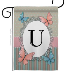 Butterflies U Initial - Bugs & Frogs Garden Friends Vertical Impressions Decorative Flags HG130151 Made In USA