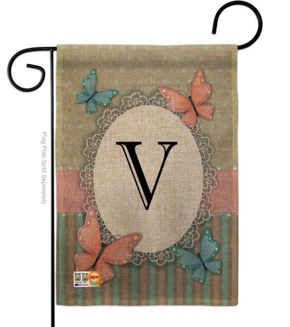 Butterflies V Initial - Bugs & Frogs Garden Friends Vertical Impressions Decorative Flags HG130152 Made In USA - Image 8