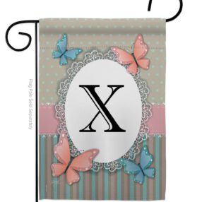 Butterflies X Initial - Bugs & Frogs Garden Friends Vertical Impressions Decorative Flags HG130154 Made In USA