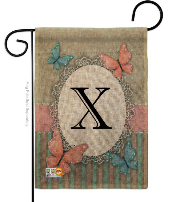 Butterflies X Initial - Bugs & Frogs Garden Friends Vertical Impressions Decorative Flags HG130154 Made In USA - Image 8