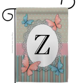 Butterflies Z Initial - Bugs & Frogs Garden Friends Vertical Impressions Decorative Flags HG130156 Made In USA