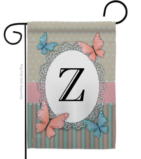 Butterflies Z Initial - Bugs & Frogs Garden Friends Vertical Impressions Decorative Flags HG130156 Made In USA