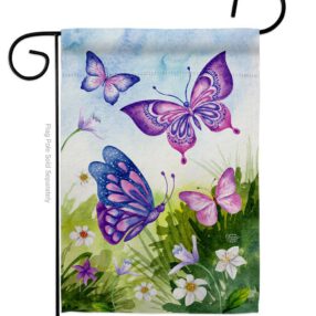 Butterflies Field - Bugs & Frogs Garden Friends Vertical Impressions Decorative Flags HG192698 Made In USA