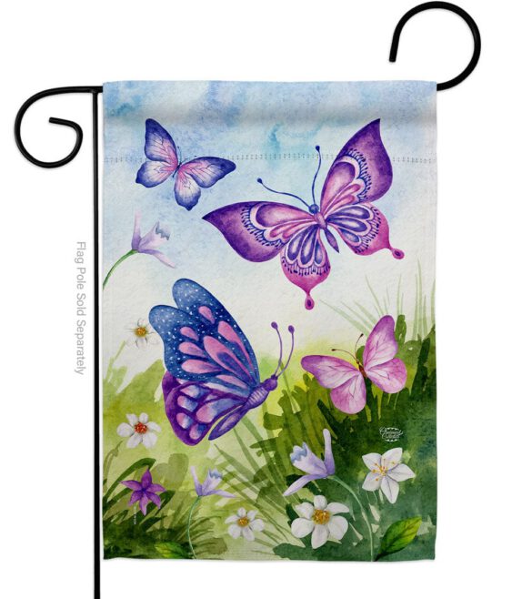 Butterflies Field - Bugs & Frogs Garden Friends Vertical Impressions Decorative Flags HG192698 Made In USA