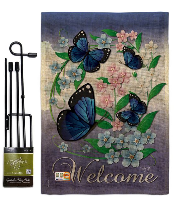 Blue Butterflies - Bugs & Frogs Garden Friends Vertical Impressions Decorative Flags HG104069 Imported - Image 9