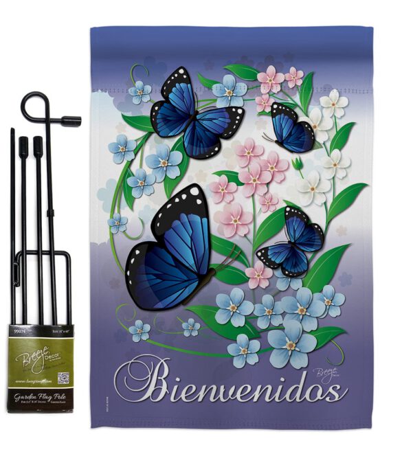 Bienvenidos Mariposas Celestes - Bugs & Frogs Garden Friends Vertical Impressions Decorative Flags HG104073 Made In USA - Image 4