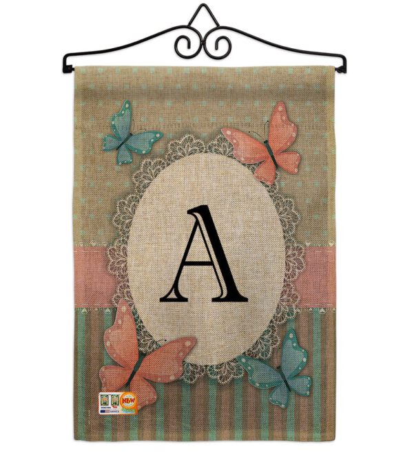 Butterflies A Initial - Bugs & Frogs Garden Friends Vertical Impressions Decorative Flags HG130131 Made In USA - Image 10