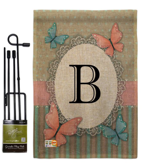 Butterflies B Initial - Bugs & Frogs Garden Friends Vertical Impressions Decorative Flags HG130132 Made In USA - Image 9