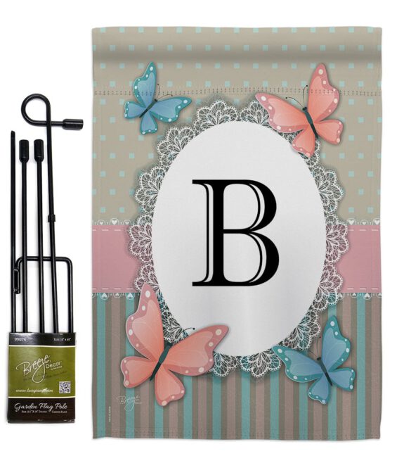 Butterflies B Initial - Bugs & Frogs Garden Friends Vertical Impressions Decorative Flags HG130132 Made In USA - Image 4