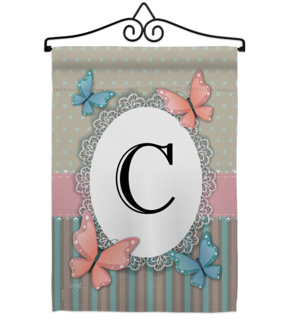 Butterflies C Initial - Bugs & Frogs Garden Friends Vertical Impressions Decorative Flags HG130133 Made In USA - Image 7