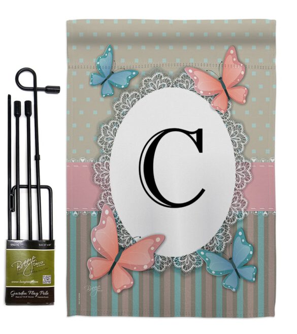 Butterflies C Initial - Bugs & Frogs Garden Friends Vertical Impressions Decorative Flags HG130133 Made In USA - Image 4
