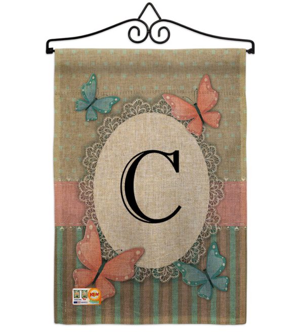 Butterflies C Initial - Bugs & Frogs Garden Friends Vertical Impressions Decorative Flags HG130133 Made In USA - Image 10