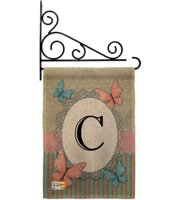 Butterflies C Initial - Bugs & Frogs Garden Friends Vertical Impressions Decorative Flags HG130133 Made In USA - Image 12