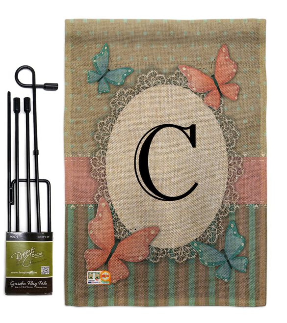 Butterflies C Initial - Bugs & Frogs Garden Friends Vertical Impressions Decorative Flags HG130133 Made In USA - Image 9