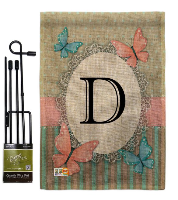 Butterflies D Initial - Bugs & Frogs Garden Friends Vertical Impressions Decorative Flags HG130134 Made In USA - Image 9