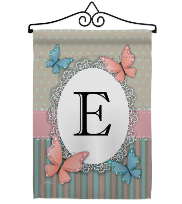 Butterflies E Initial - Bugs & Frogs Garden Friends Vertical Impressions Decorative Flags HG130135 Made In USA - Image 7