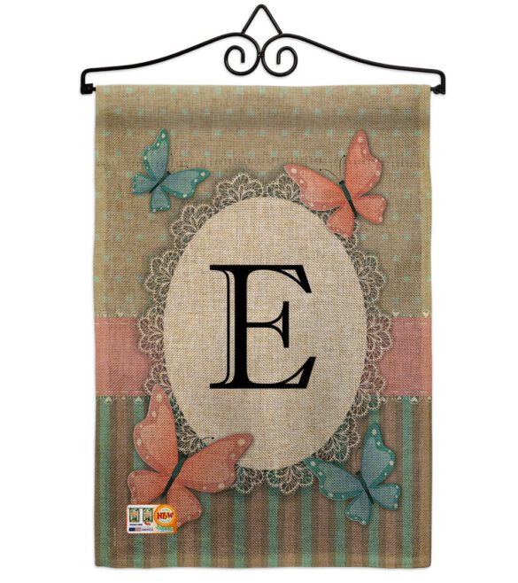 Butterflies E Initial - Bugs & Frogs Garden Friends Vertical Impressions Decorative Flags HG130135 Made In USA - Image 10