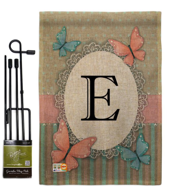 Butterflies E Initial - Bugs & Frogs Garden Friends Vertical Impressions Decorative Flags HG130135 Made In USA - Image 9