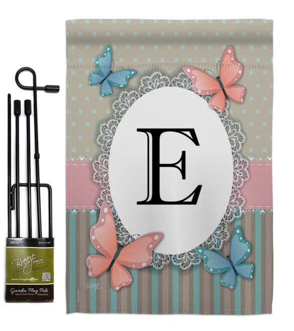 Butterflies E Initial - Bugs & Frogs Garden Friends Vertical Impressions Decorative Flags HG130135 Made In USA - Image 4