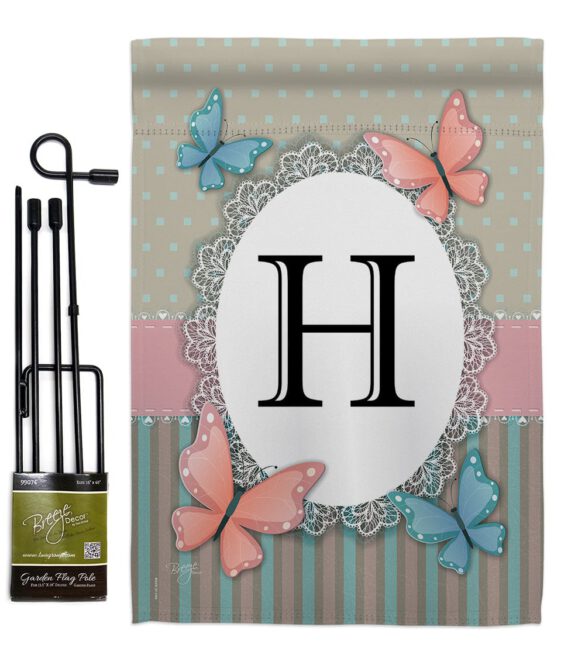 Butterflies H Initial - Bugs & Frogs Garden Friends Vertical Impressions Decorative Flags HG130138 Made In USA - Image 4