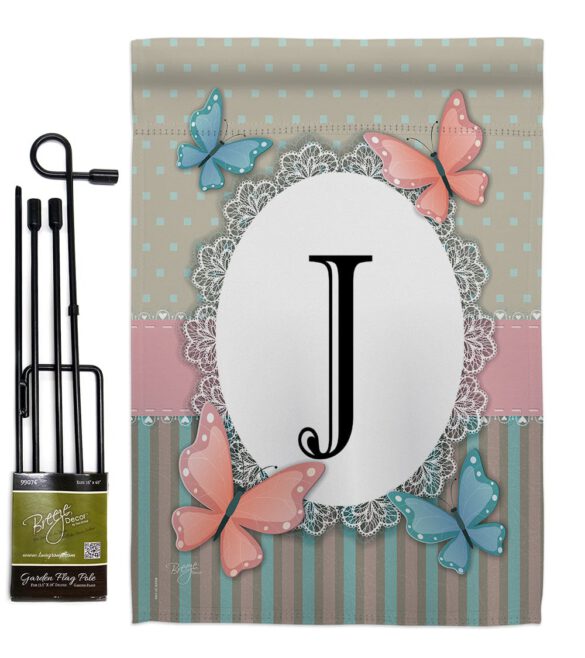 Butterflies J Initial - Bugs & Frogs Garden Friends Vertical Impressions Decorative Flags HG130140 Made In USA - Image 4