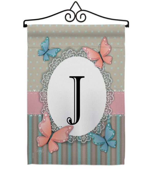 Butterflies J Initial - Bugs & Frogs Garden Friends Vertical Impressions Decorative Flags HG130140 Made In USA - Image 7