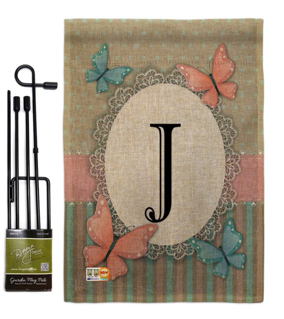 Butterflies J Initial - Bugs & Frogs Garden Friends Vertical Impressions Decorative Flags HG130140 Made In USA - Image 9