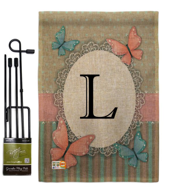 Butterflies L Initial - Bugs & Frogs Garden Friends Vertical Impressions Decorative Flags HG130142 Made In USA - Image 9