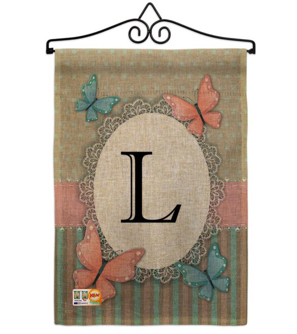 Butterflies L Initial - Bugs & Frogs Garden Friends Vertical Impressions Decorative Flags HG130142 Made In USA - Image 10