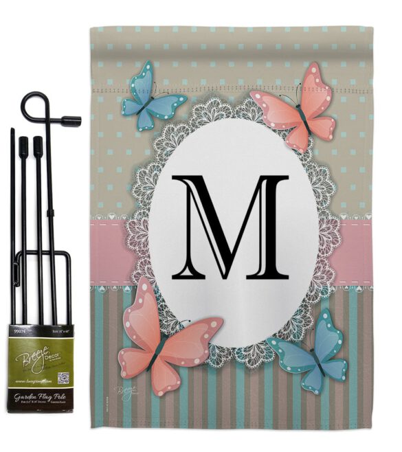 Butterflies M Initial - Bugs & Frogs Garden Friends Vertical Impressions Decorative Flags HG130143 Made In USA - Image 4