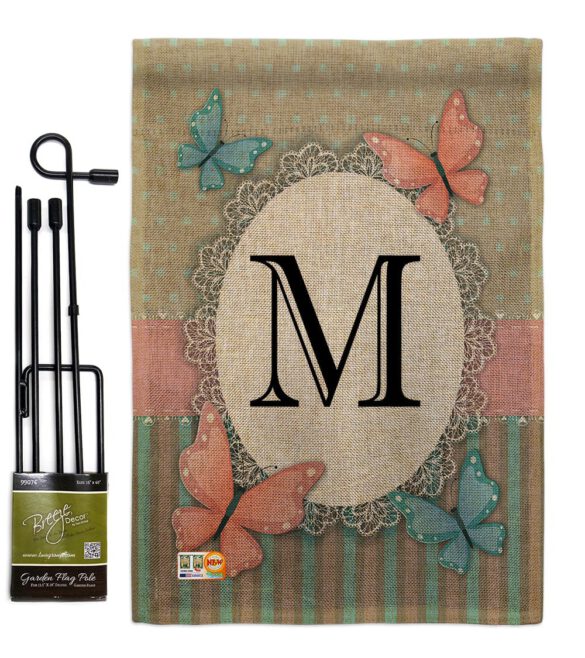 Butterflies M Initial - Bugs & Frogs Garden Friends Vertical Impressions Decorative Flags HG130143 Made In USA - Image 9
