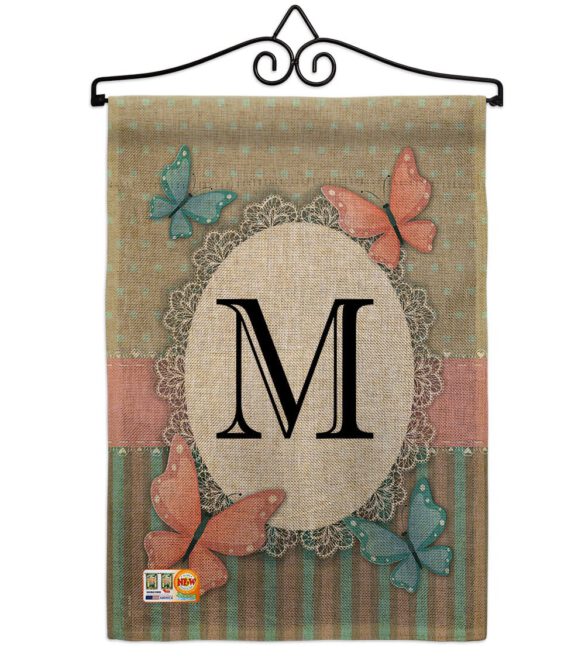 Butterflies M Initial - Bugs & Frogs Garden Friends Vertical Impressions Decorative Flags HG130143 Made In USA - Image 10