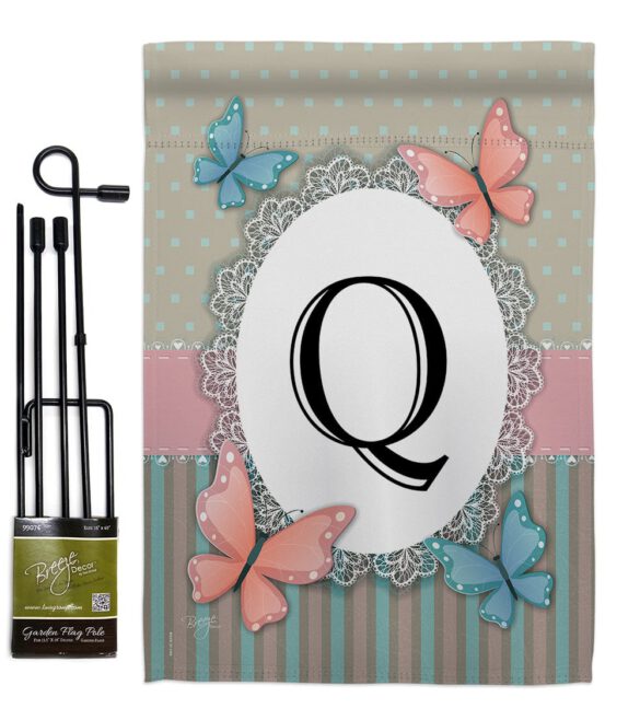 Butterflies Q Initial - Bugs & Frogs Garden Friends Vertical Impressions Decorative Flags HG130147 Made In USA - Image 4