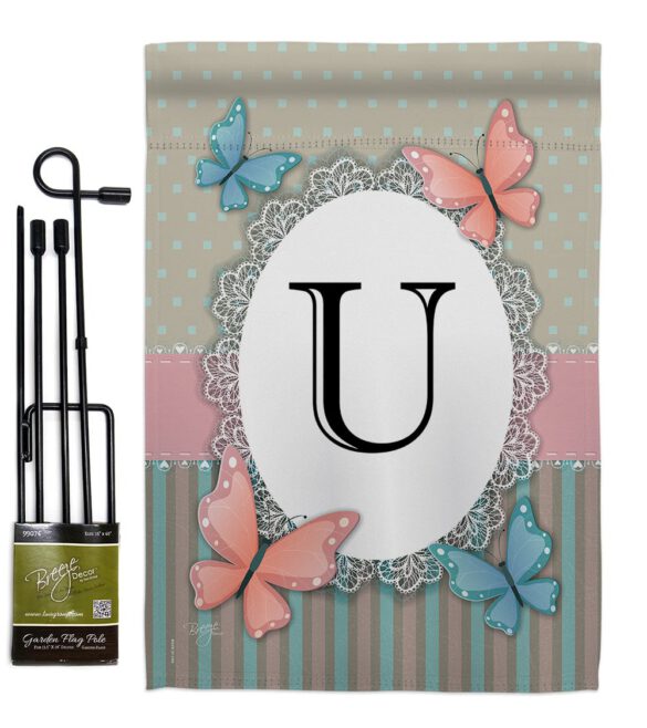 Butterflies U Initial - Bugs & Frogs Garden Friends Vertical Impressions Decorative Flags HG130151 Made In USA - Image 4
