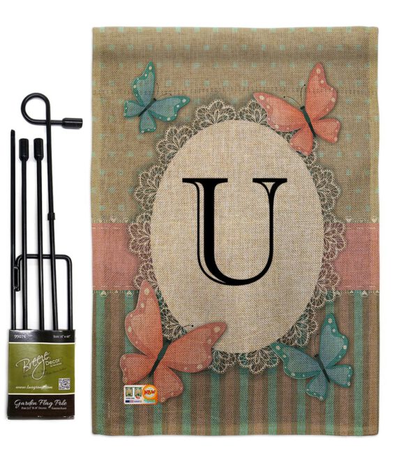 Butterflies U Initial - Bugs & Frogs Garden Friends Vertical Impressions Decorative Flags HG130151 Made In USA - Image 9