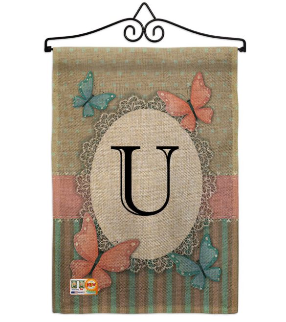 Butterflies U Initial - Bugs & Frogs Garden Friends Vertical Impressions Decorative Flags HG130151 Made In USA - Image 10