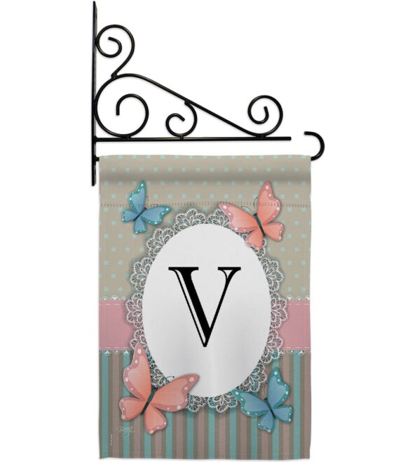 Butterflies V Initial - Bugs & Frogs Garden Friends Vertical Impressions Decorative Flags HG130152 Made In USA - Image 11