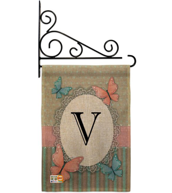 Butterflies V Initial - Bugs & Frogs Garden Friends Vertical Impressions Decorative Flags HG130152 Made In USA - Image 12