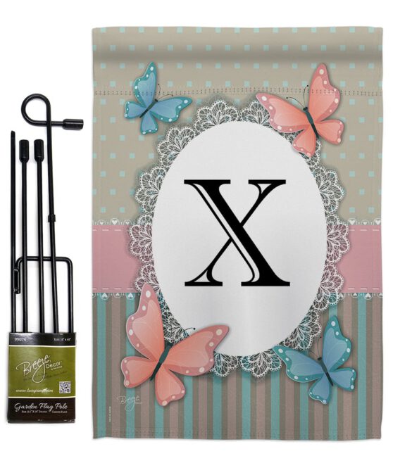 Butterflies X Initial - Bugs & Frogs Garden Friends Vertical Impressions Decorative Flags HG130154 Made In USA - Image 4