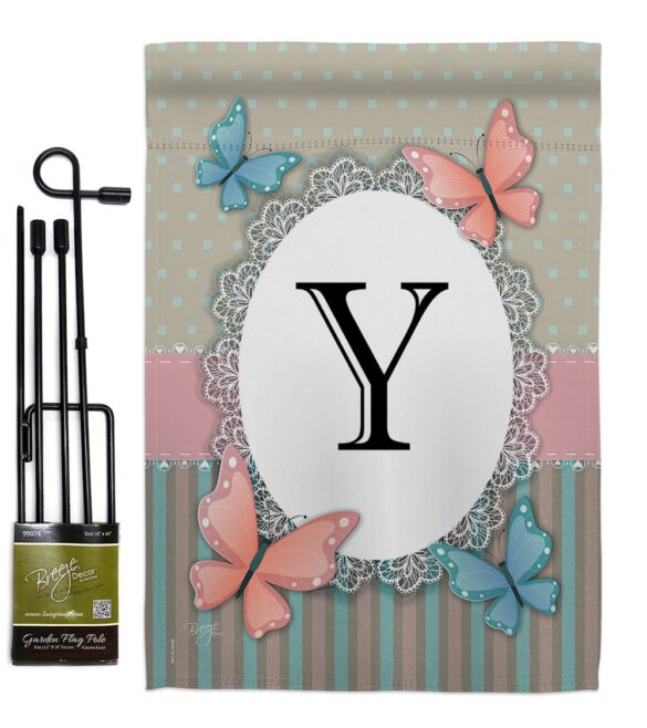 Butterflies Y Initial - Bugs & Frogs Garden Friends Vertical Impressions Decorative Flags HG130155 Made In USA - Image 4